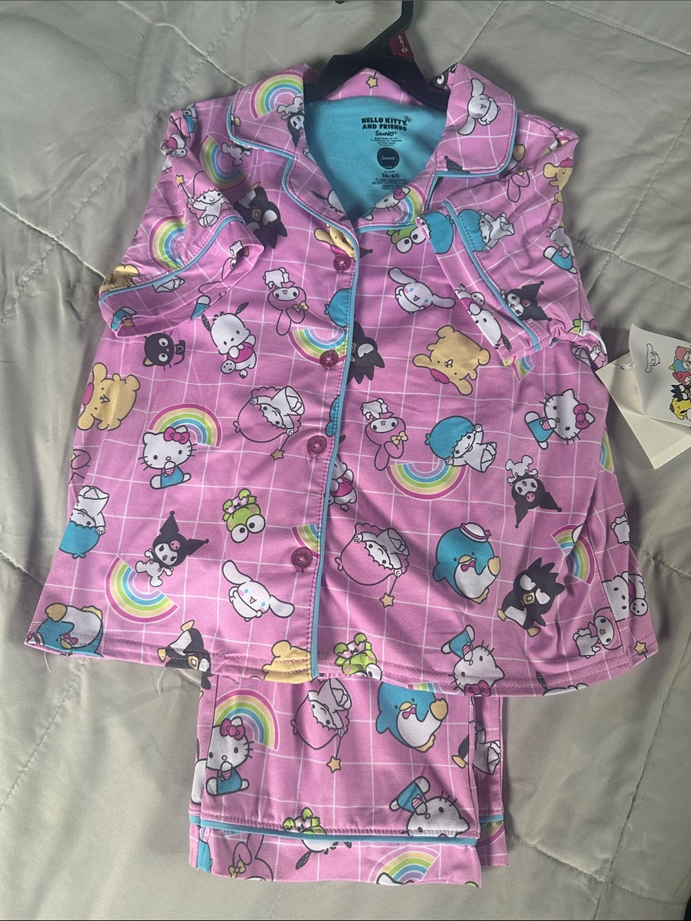Hello Kitty Girls Pink Rainbow Character Pajama Set